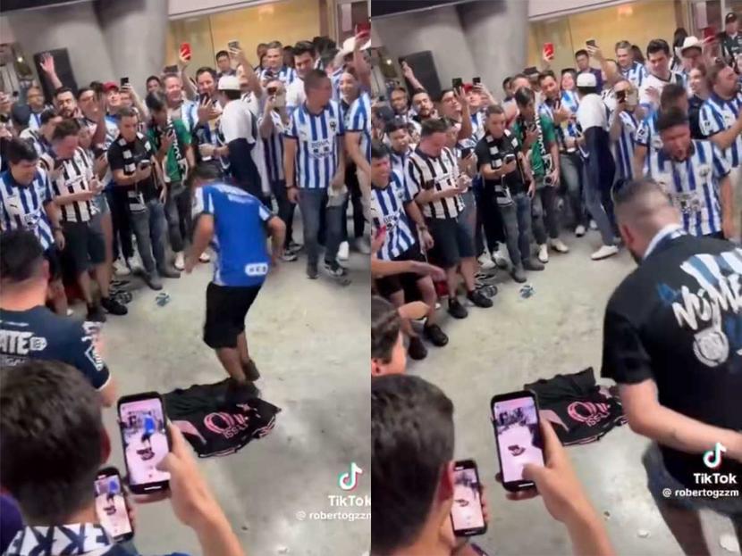 Aficionados pisan y bailan sobre la playera de Messi