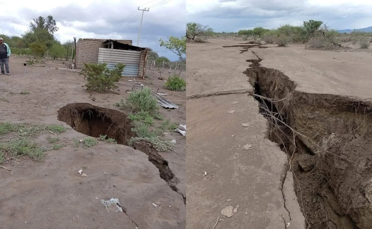 Aparecen enormes grietas en Tula, Tamaulipas.