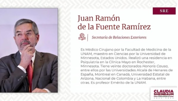 Juan Ramón de la Fuente, designado como secretario de Relaciones Exteriores