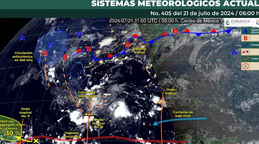 Lluvias intensas y granizo por monzón y onda tropical