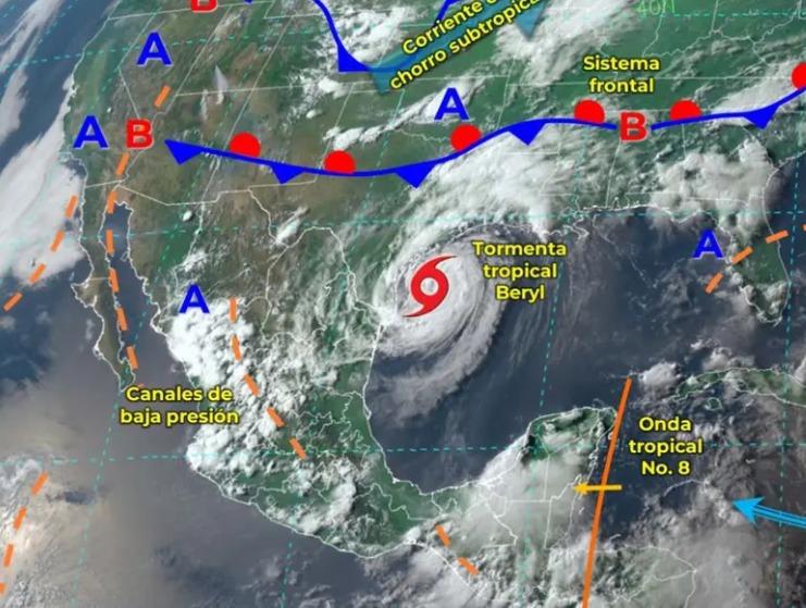 Onda Tropical 8 y Ciclón Beryl afectan diversas regiones con lluvias intensas