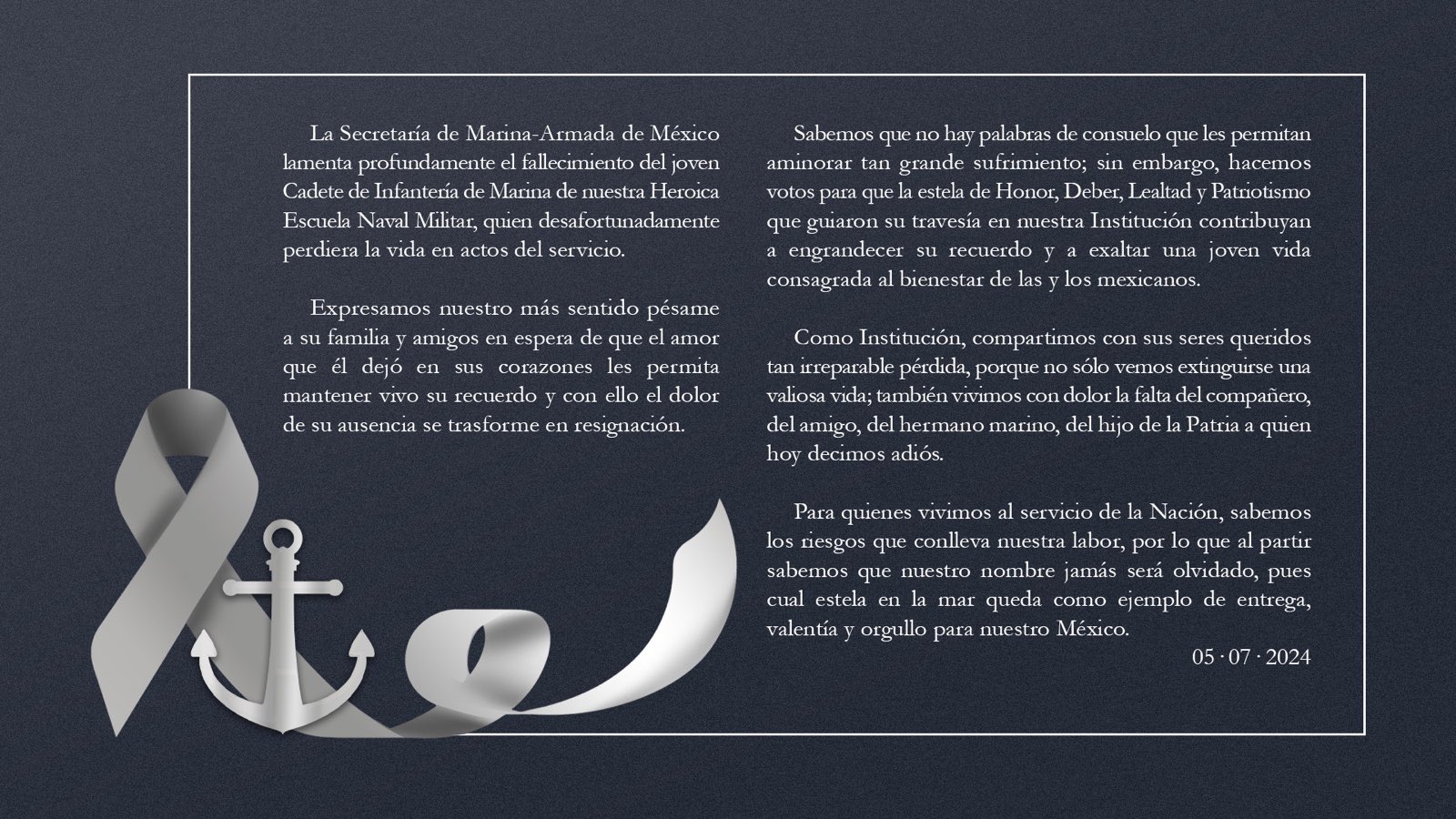 Fallece cadete de la SEMAR en ejercicio de paracaidismo