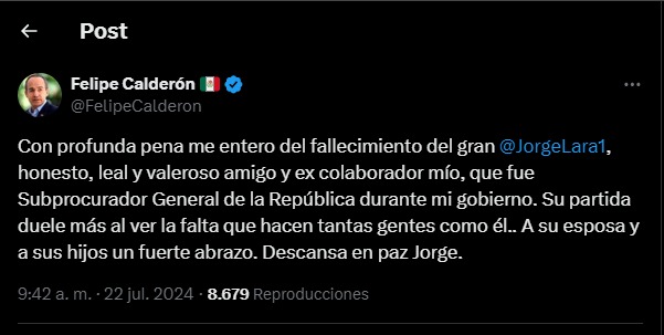 Fallece Jorge Lara, ex subprocurador general de la República