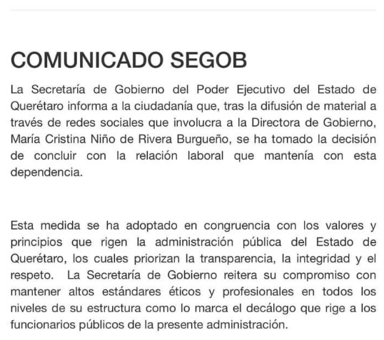 Despiden a Cristina Niño de Rivera por video sobre evasión a ciudadanos