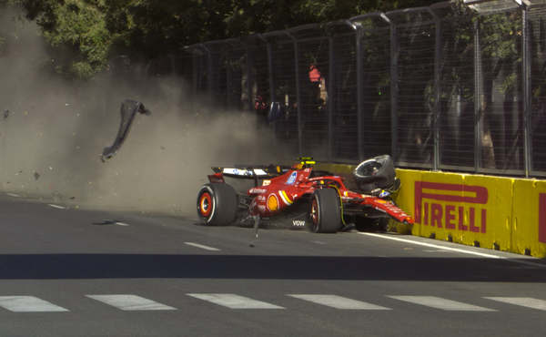 Checo Pérez sufre terrible choque en el Gran Premio de Azerbaiyán