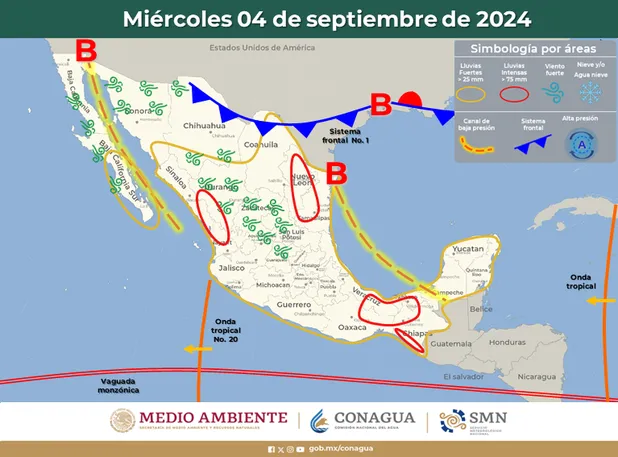 Ocasionará frente frío 1 precipitaciones en México