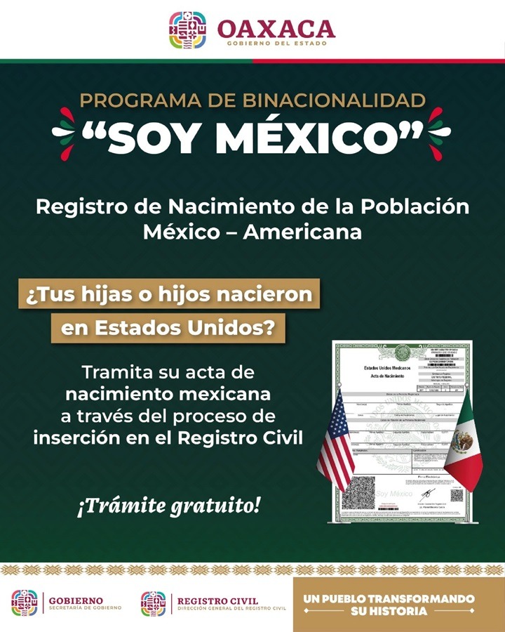 Sego y Registro Civil ponen en marcha el programa “Soy México” en apoyo de la población migrante oaxaqueña