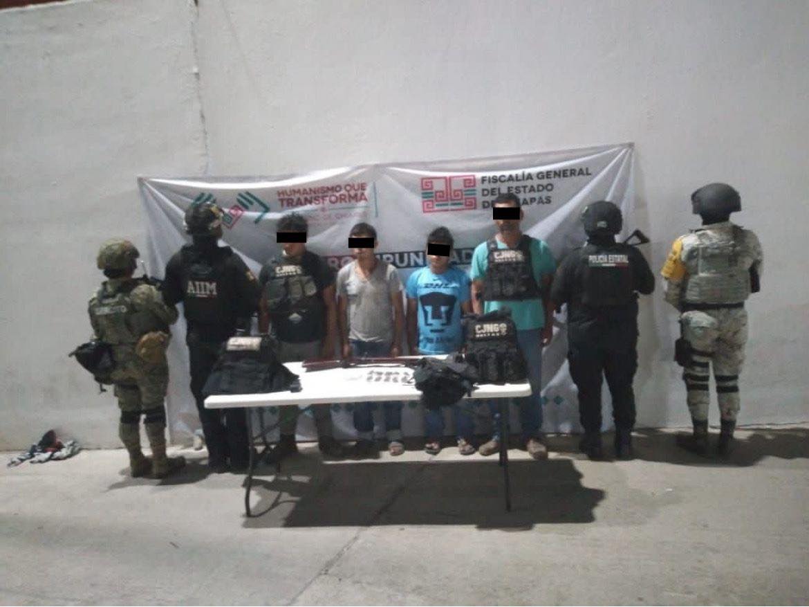En operativo interinstitucional detienen a integrantes de célula delictiva en Villa Corzo