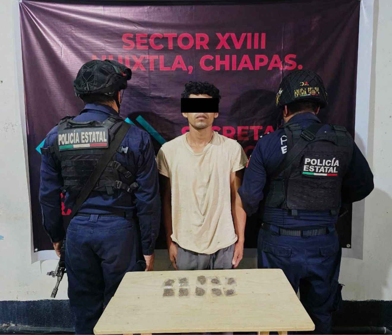 SSP y FGE detienen a siete masculinos con presuntos narcóticos en la región Soconusco de Chiapas