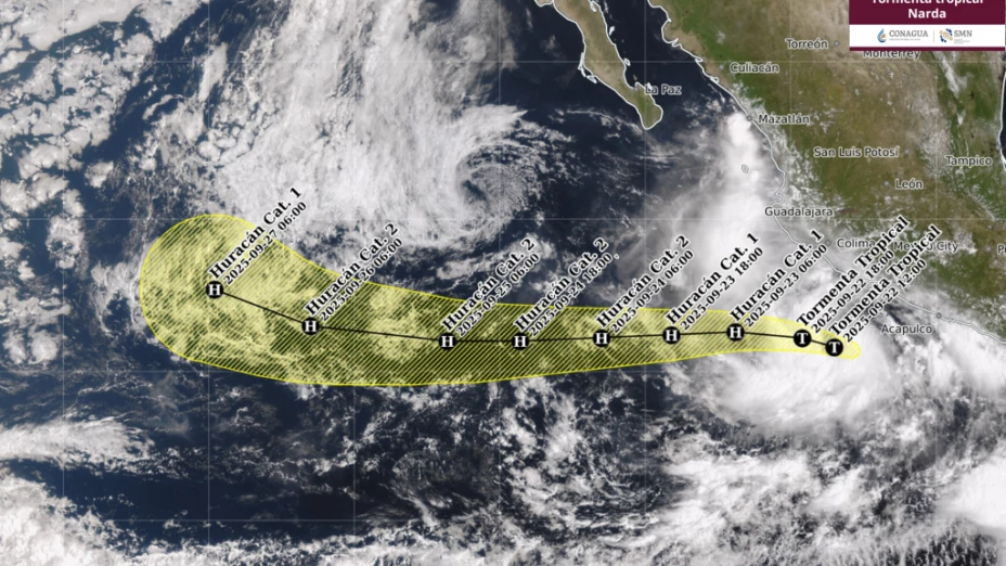 Tormenta tropical “Narda”: Trayectoria y estados afectados hoy 23 de septiembre