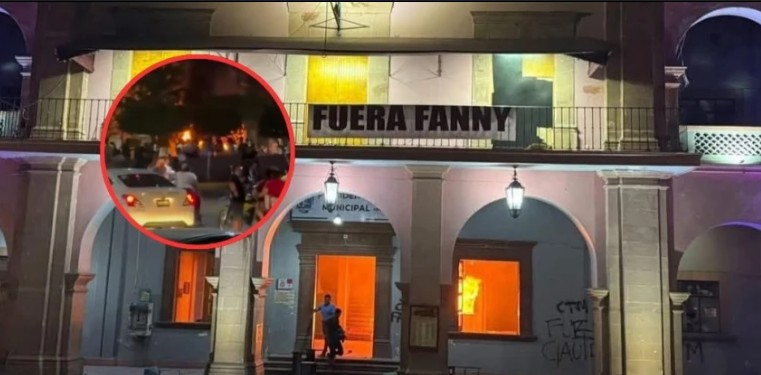 Incendian Palacio Municipal de Apatzingán en medio de protestas por el asesinato de Carlos Manzo