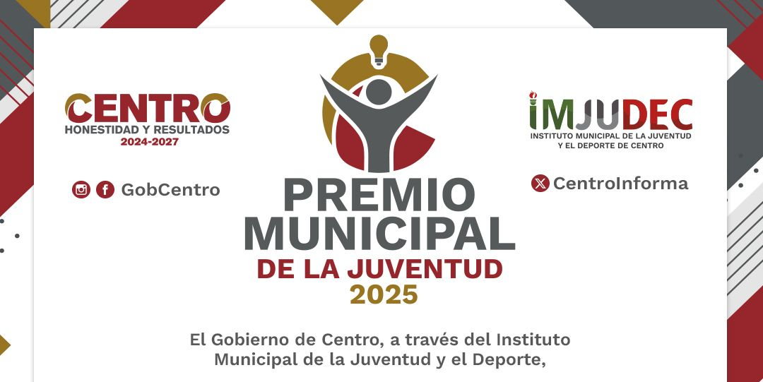 Invita Centro a participar en los premios municipales de la Juventud y el Deporte 2025