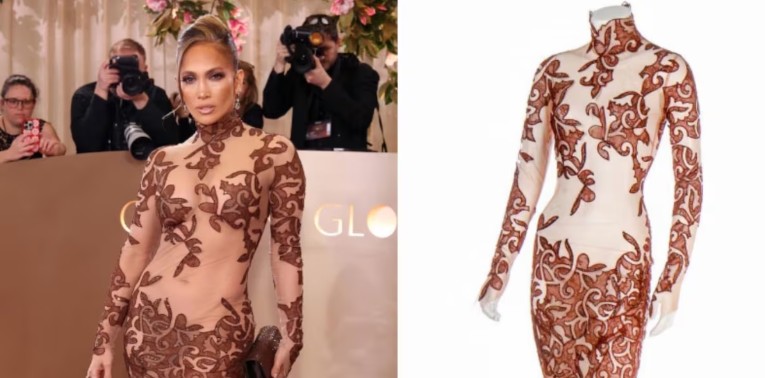 Jennifer Lopez lleva un vestido transparente en los Golden Globes 2026