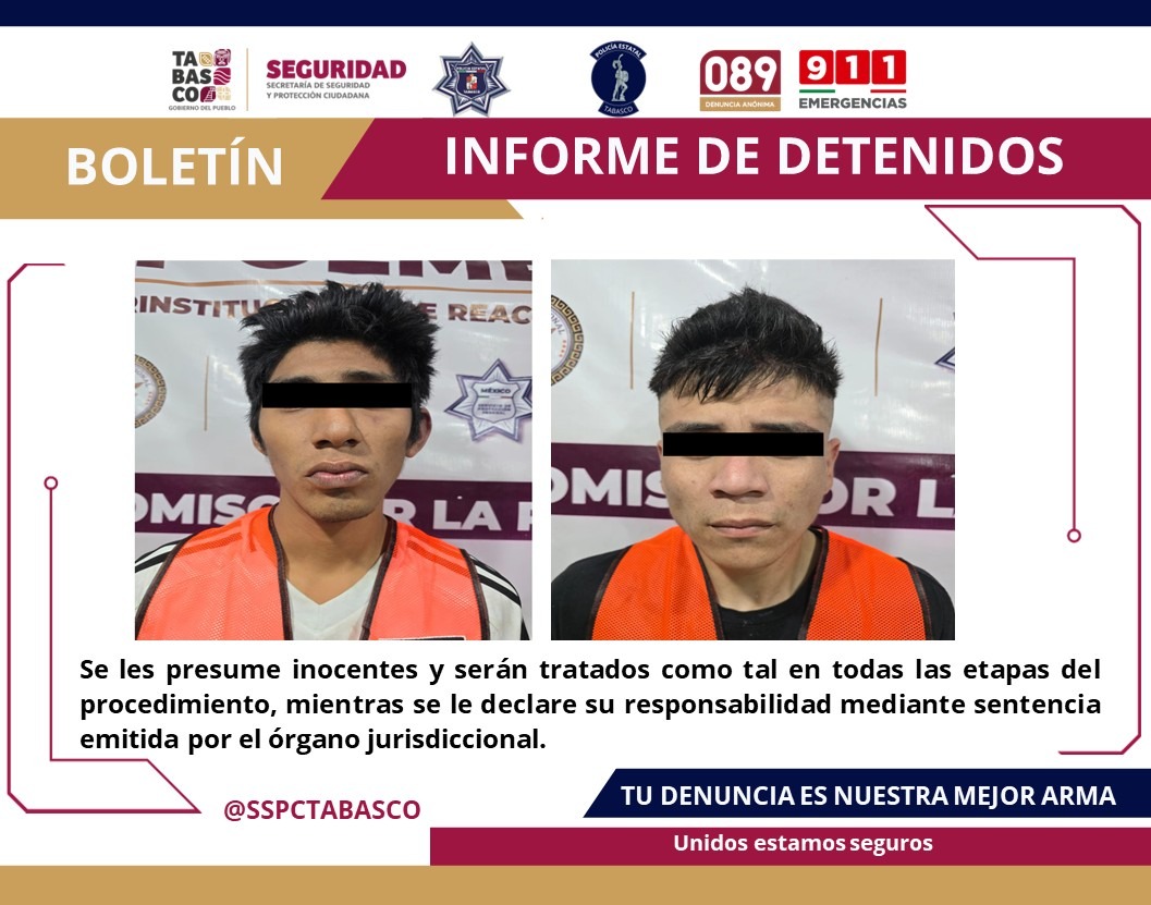 Dos masculinos son detenidos por la SSPC por delitos contra la salud y portación de armas