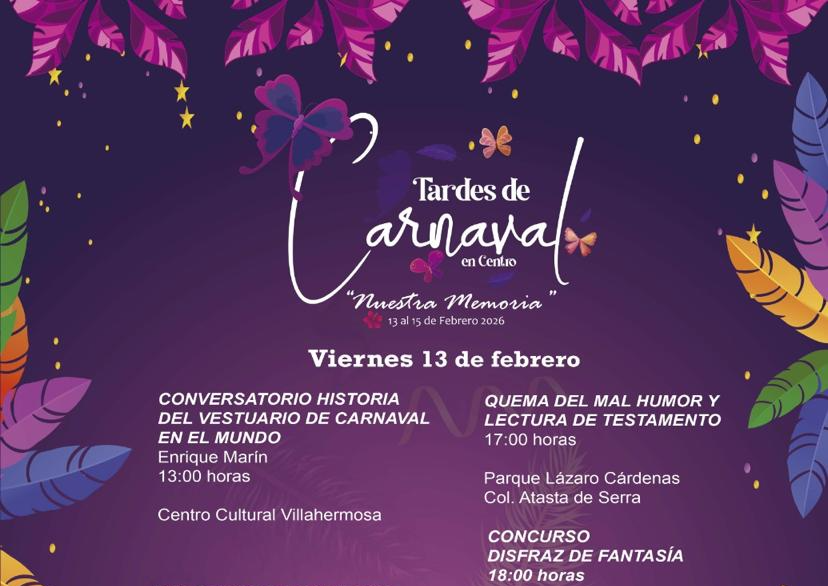 Llegan las Tardes de Carnaval en Centro “Nuestra Memoria” del 13 al 15 de febrero