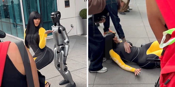 Cardi B baila con un robot y cae al suelo en un video viral