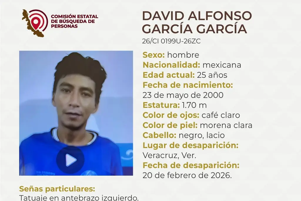 Buscan a joven desaparecido en Veracruz