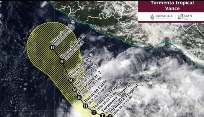 Se forma la tormenta tropical Vance frente a Guerrero; prevén rápida intensificación